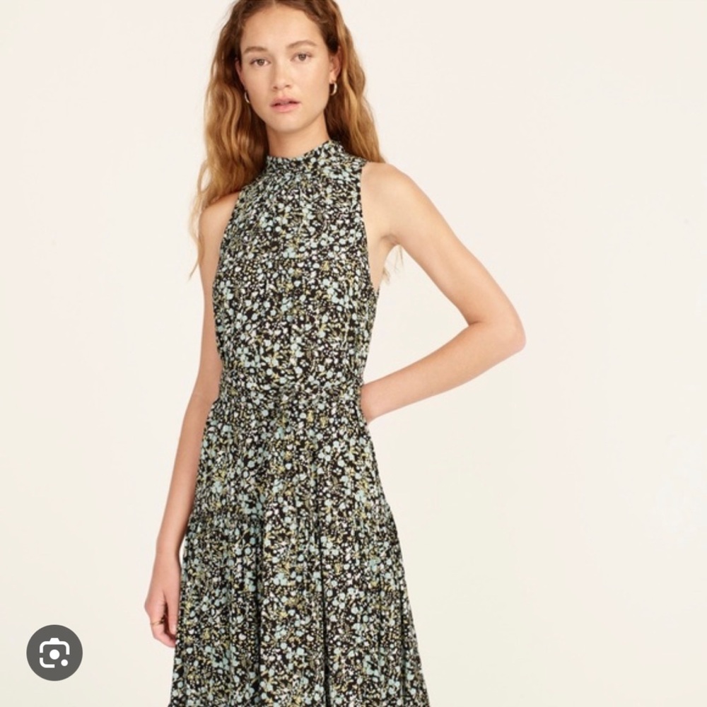 J Crew Midi Tiered Halter Floral Print Dress